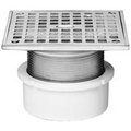 Oatey Oatey 6" ABS Adjustable Commercial Drain 6" Cast Chrome Square Grate and Square Top 82266